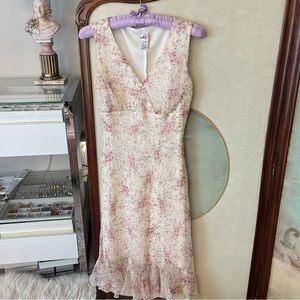 Vintage 90's Floral Midi Dress with Ruffle Hem y2k fairy dress